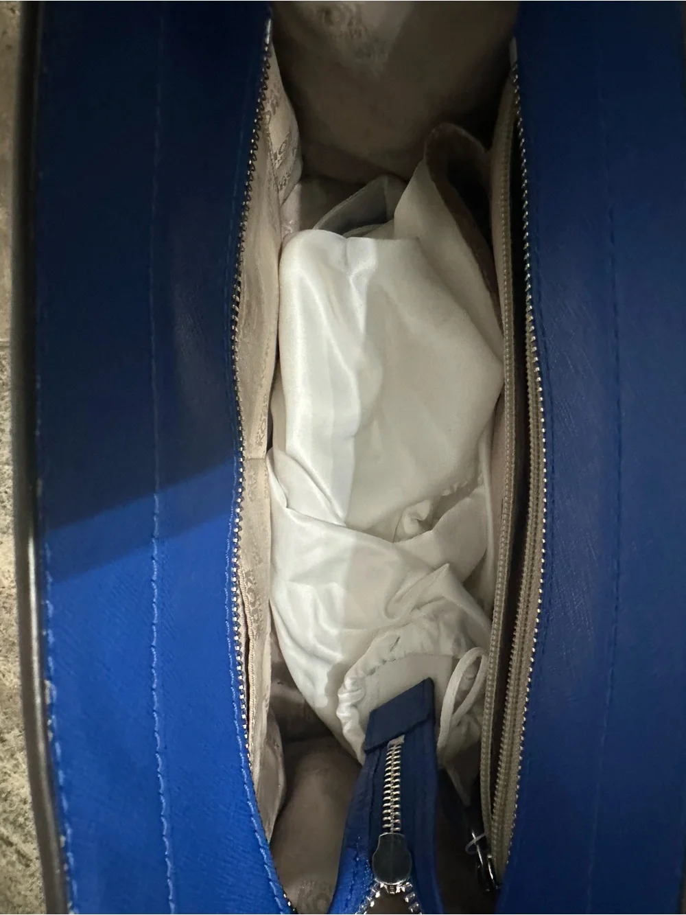 Michael Kors Royal Blue Saffiano Satchel with MK Charm